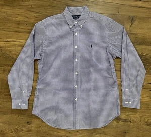 Ralph Lauren Button Down Shirt Men’s 16 1/2 X 34-35 Large Gingham Check Purple - Picture 1 of 11