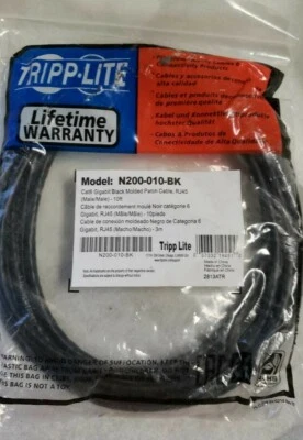 Tripp Lite Cat6 Gigabit Molded Patch Cable RJ45 10 ft. (M/M) N200-010-BK - Image 1 of 3