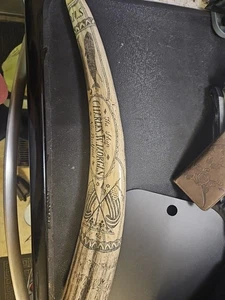 Zanna di tricheco in resina Scrimshaw feat. La nave Charles W Morgan New Bedford 20"  - Foto 1 di 21