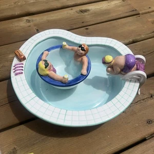 Lotus 1995 Chip and Dip Bowl Vintage Swimming Pool Hot Tub Handmade Ceramic Dive - Picture 1 of 16