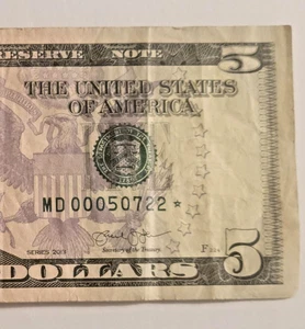 Five Dollar $5 STAR 2013 Fed Note ~ SHORT RUN SIZE 320K - FANCY 5-DIGIT # ~ - Picture 1 of 2
