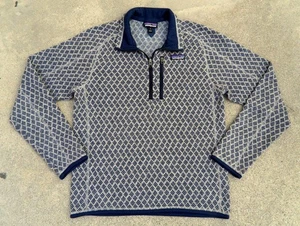 Patagonia Better Sweater 1/4 Zip Jacket Mens S Blue diamond Geometric Print IMST - Picture 1 of 12
