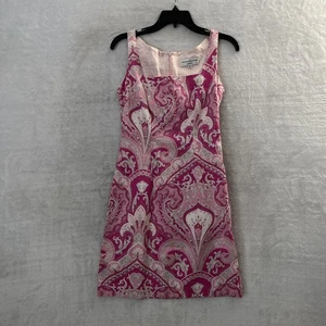 Trina Turk Womans Tank Dress Pink 2 Geometric Sleeveless Squared Neck Zip - Picture 1 of 8