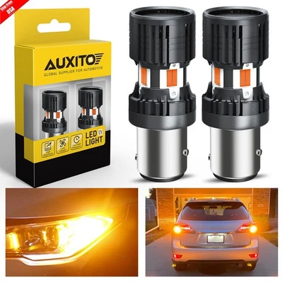 60W 1157 2057 LED Amber Yellow Turn Signal Parking DRL High Power Light Bulbs Foto 1 de 4