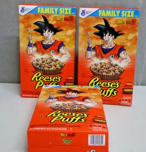 General Mills Reeses Puffs Dragon Ball Z Familia Tamaño 19.7 OZ Lote de 3 Cereales - Imagen 1 de 7