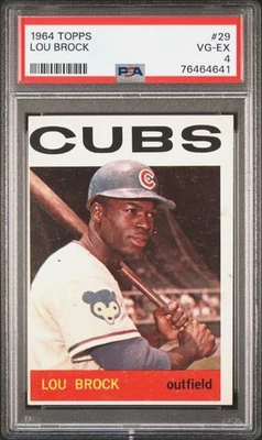 Tarjeta de béisbol original Lou Brock 1964 Topps #29 PSA 4 en muy buena condición-ex Chicago Cubs Hof Foto 1 de 2