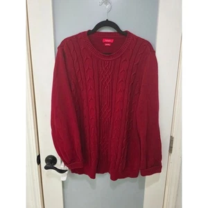 Van Heusen Vintage Red Cable Knit Sweater Classic 90s Crewneck Men’s XL - Picture 1 of 4