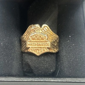 Anillo Harley Davidson Águila Con Diamantes Oro 10k 8.8g Talla 10.75 - Imagen 1 de 6