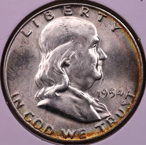 1954-D Franklin mezzo dollaro a scelta FDC+ FBL ***RARO ORIGINALE FULL BELL LINES*** - Foto 1 di 2