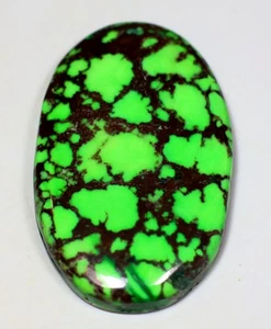 60 Ct 6X25X39 mm NATURAL GREEN SPIDERWEB TURQUOISE OVAL CABOCHON GEMSTONE DA-261 - Picture 1 of 1