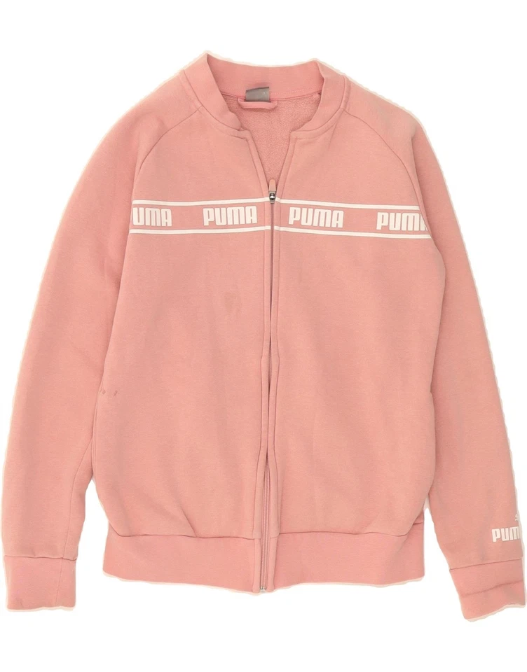 PUMA Womens Graphic Tracksuit Top Jacket UK 10 Small Pink Cotton BQ02 - Image 1 of 4
