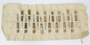 Henry Taylor Acorn Sheffield Carving Set of 16 Chisels in Canvas Roll - Picture 1 of 12