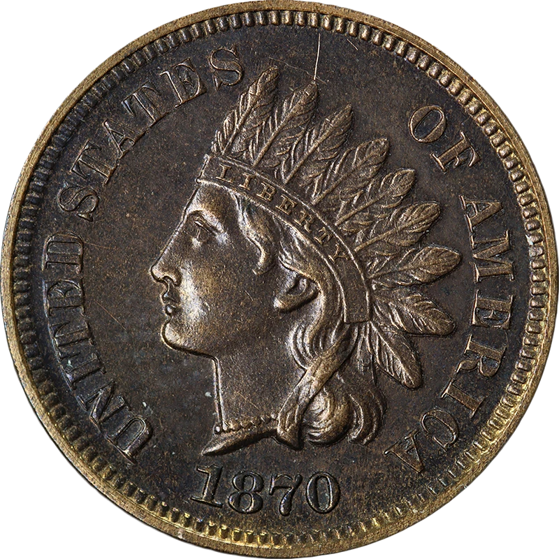Centavo indio 1870 buena prueba gran atractivo visual fuerte golpe Foto 1 de 2