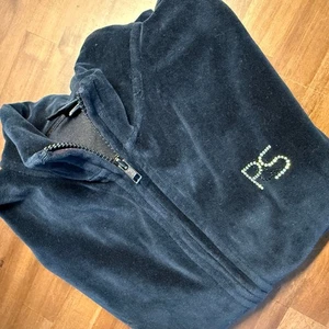 Paul & Shark Yachting Italy XS Black Velour Rhinestone Zip Up Jacket - Picture 1 of 12