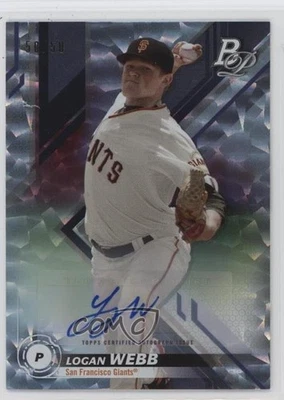 2019 Bowman Platinum Wal-Mart Top Prospects Icy Foil /50 Logan Webb #TOP-30 Auto - Image 1 of 2