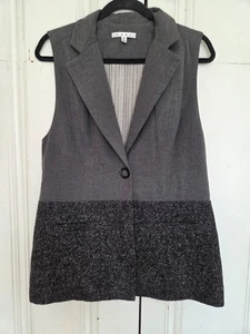 CAbi small split texture button vest sleeveless blazer button gray Y2K Gothic - Picture 1 of 8