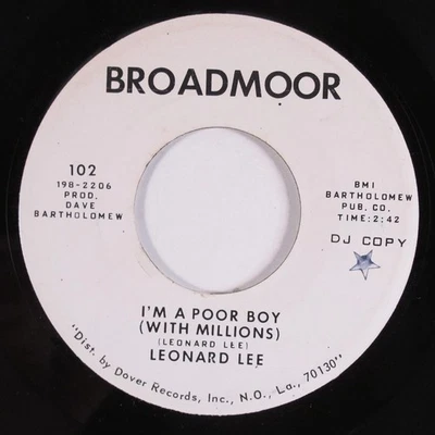 Northern Soul/Deep Soul 45 LEONARD LEE I'm A Poor Boy BROADMOOR promo HEAR d - Image 1 of 2