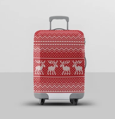 Рождественский олень багажный чехол — красный праздничный чемодан-протектор — защита от царапин - Изображение 1 из 3