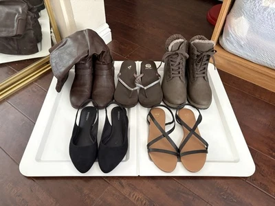 H&M Divided Women’s Brown Black Sandals Flats Boots Shoes Lot Size 8 New/Used - Image 1 of 4