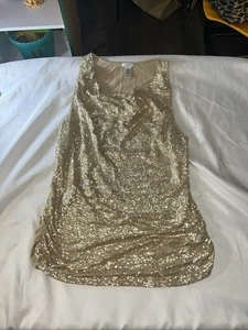 Vintage Cache Damen Tank Top Gr.XL Metallic Schimmer Gold Y2K Festival Sexy243 - Bild 1 von 6