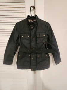 Belstaff Boys Jacket Kids 10-11 Year Nylon Black Gray Belted Size 10 - Picture 1 of 12