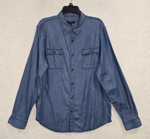 Structure Men's Slim Fit Long Sleeve Blue Denim Button-Up Shirt Size Large - Picture 1 of 10