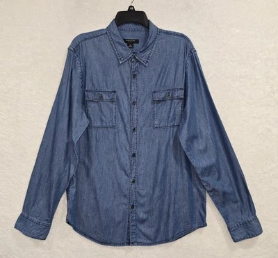 Structure Men's Slim Fit Long Sleeve Blue Denim Button-Up Shirt Size Large - Image 1 of 4