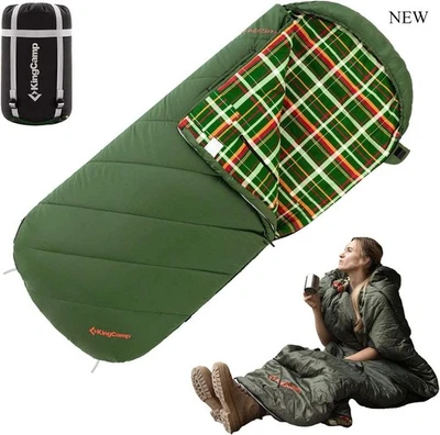 Saco de dormir KingCamp para adultos, clima frio e quente, vestível 4,8 lb verde - Imagem 1 de 4