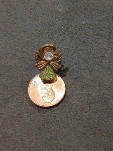 Spilla bavero angelo custode agosto gemme finte sfaccettate viso chiaro corpo verde chiaro - Foto 1 di 2