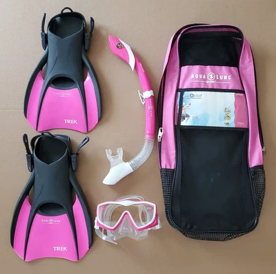 Juego de Snorkel Deportivo Aqua Lung M 7-10 Rosa/Negro/Blanco Aletas Máscara Bolsa de Snorkel Foto 1 de 4