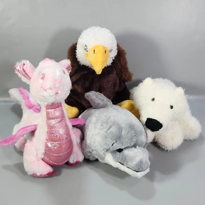 Ganz Webkinz Plush Toy Bald Eagle Dolphin Dragon Polar Bear 4 Stuffed Animal Lot - Image 1 of 4