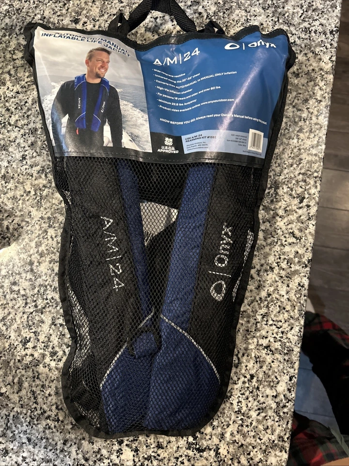 Onyx A/M-24 Automatic/Manual Inflatable Life Jacket – USCG Approved, Blue - Image 1 of 4