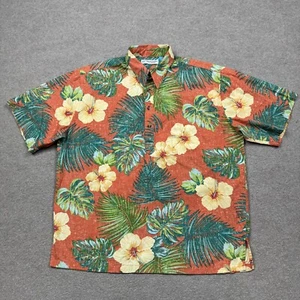 Camisa polo hawaiana para hombre Tori Richard talla M naranja floral manga corta Aloha - Imagen 1 de 7