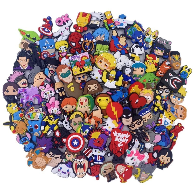 30,60,90,120 piezas PVC aleatorio diferentes formas dijes para zapatos para decoración de zapatos Foto 1 de 4