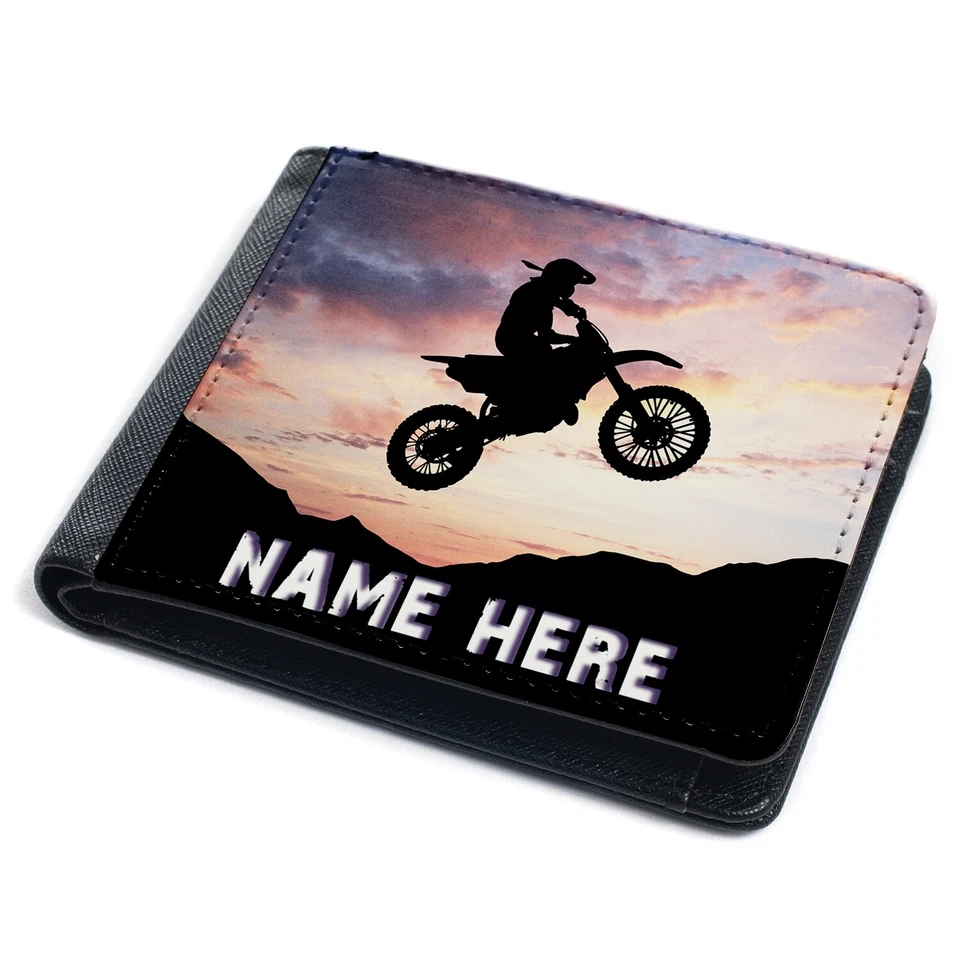 KRAFTYGIFTS Personalised Motocross Wallet Boys Custom Bike Bi Fold Card Holder Gift SH063