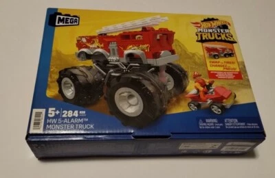 Mega Hot Wheels 5 Alarm Monster Truck Toy Car Building Set 284 pieces HHD19 NEW - Image 1 of 4