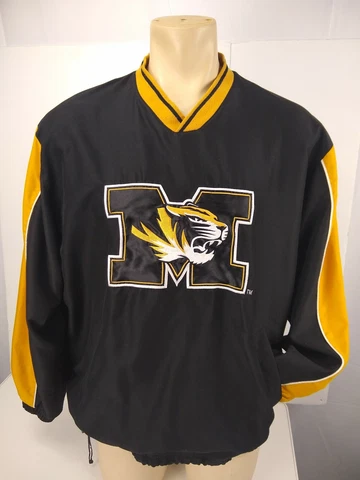 Missouri Tigers MU Jacket Pullover Big Logo Lined 58 Sports Sz MEDIUM - EUC Cover