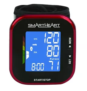 SmartHeart Adult Wrist Cuff Blood Pressure Monitor Black Red - Picture 1 of 6