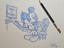 Disney Classic Mickey Christmas Carol Bob Cratchit Drawing/sketch signed