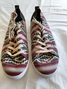 Sanuk Mens Lace Up Canvas Shoes Sneakers Southwest Aztec Design Sz 13 S2 - Picture 1 of 2