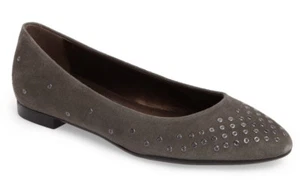 NIB AGL Grommet Mist Grey Suede Leather Ballet Flat Shoe 39/US 9 Attilio Giusti - Picture 1 of 12