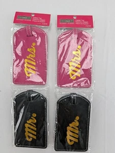 Mr & Mrs Luggage Tag Set Lot of 2 Pink Black Honeymoon Wedding Celebrate It New - Picture 1 of 4