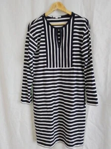 Trenery Ladies Long Sleeve Stretch Thick Blue White Stripe Dress Size Small EUC - Bild 1 von 6