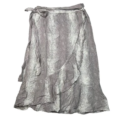 Sim & Sam Ruffle Wrap Skirt Unlined Midi Animal Snakeskin Gray White Womens XL - Image 1 of 4