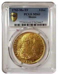 1783 27.07 Grams GOLD 8 Escudos Mexico CARLOS III PCGS MS61 Gold Shield Coin. - Picture 1 of 13