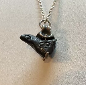 Ciondolo fetish uccellino arte popolare intagliato ceramica nera 925 Oaxaca Barro Rolo Chn 19" - Foto 1 di 4
