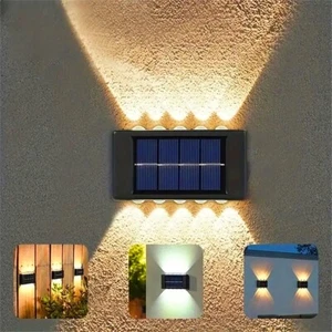 [4-Pack] Outdoor Solar Up down Wall Lights Fence Garden Deck Lamp Waterproof - Picture 1 of 8