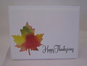 Handmade Thanksgiving Card Large Maple Leaf Blank Inside U Choose How Many - Picture 1 of 8