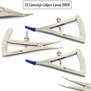 Castroviejo Measuring Calipers Curved 20mm Eye Ophthalmic Instruments Set of 3  - Picture 1 of 5