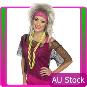String Vest Mash Top 80s Costume Net Neon Punk Rocker Fishnet Rockstar Dance - Picture 1 of 2